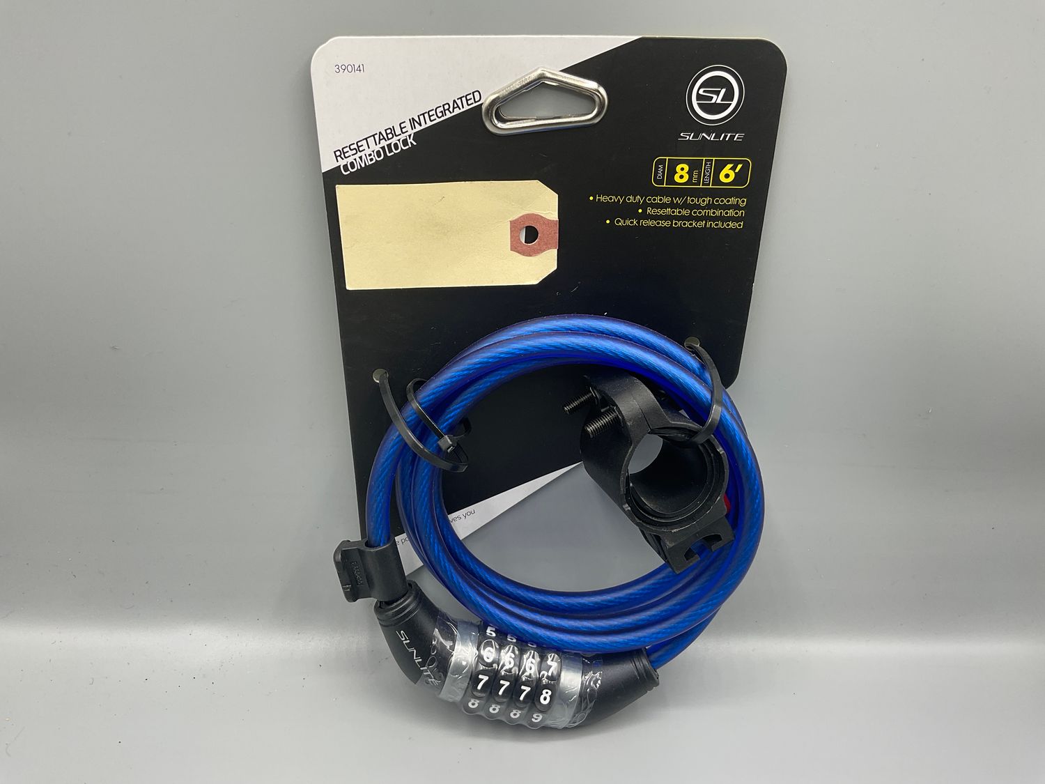 LOCK SUNLT CBL 8mmx6f COM w/BKT COIL BU