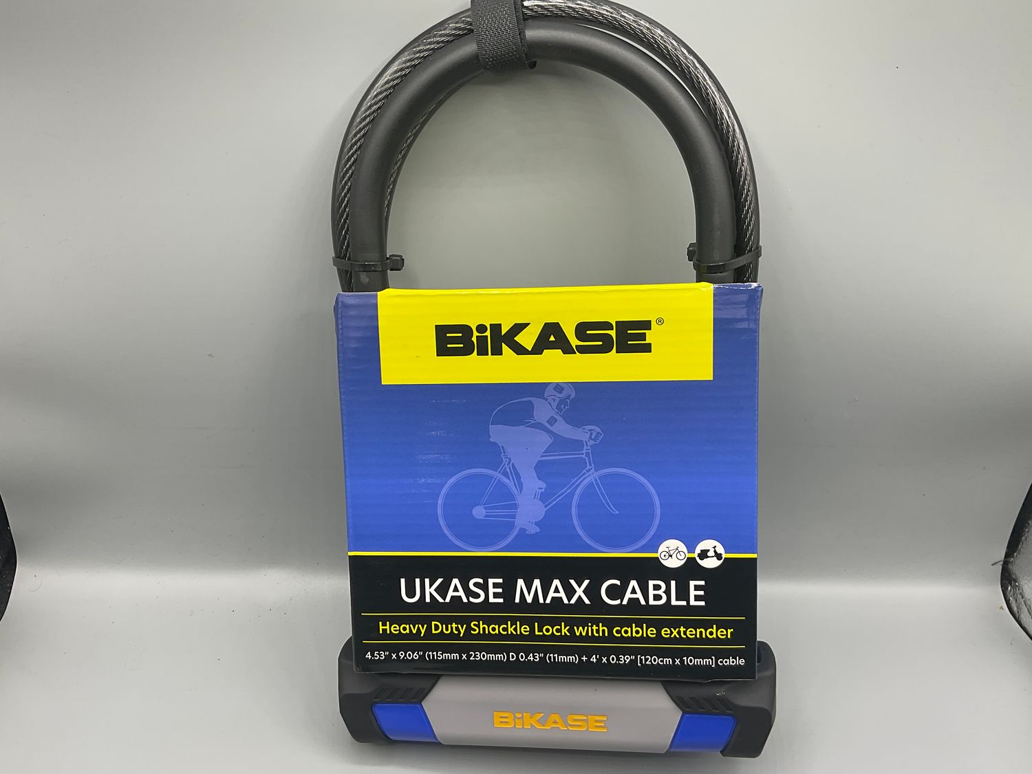 LOCK Bikase U-Lok &amp; Power Cable 4.53x9.06/11mmx4f Blu w/BRKT