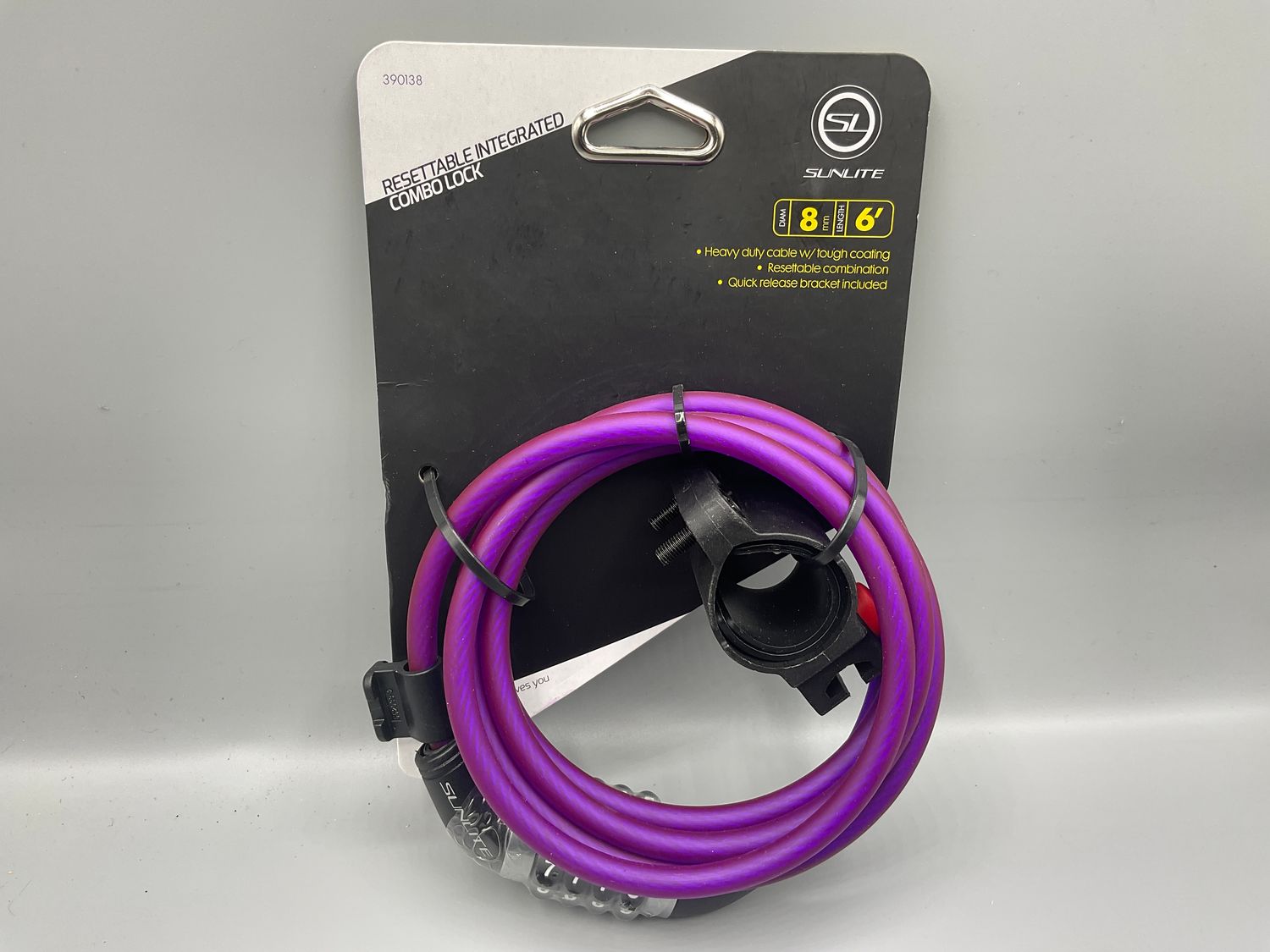 LOCK SUNLT CBL 8mmx6f COM w/BKT COIL PUrple