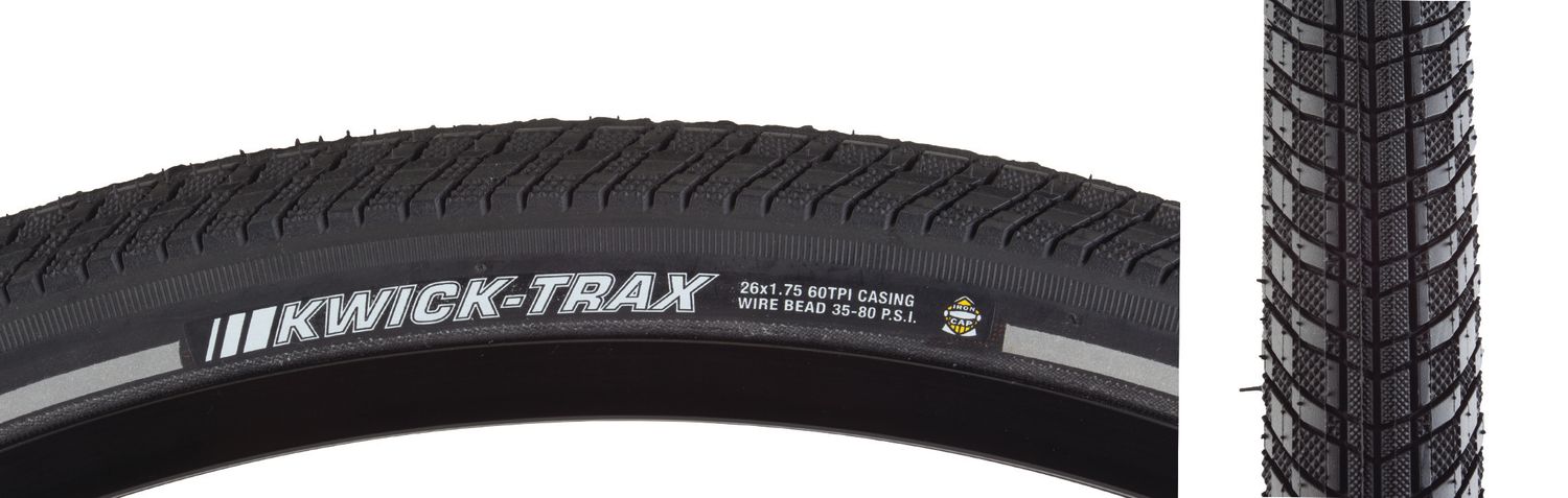 TIRE  26x1.75 BK/BK/REF  KEN KWICK TRAX  SRC/ICAP/60 WIRE 80psi