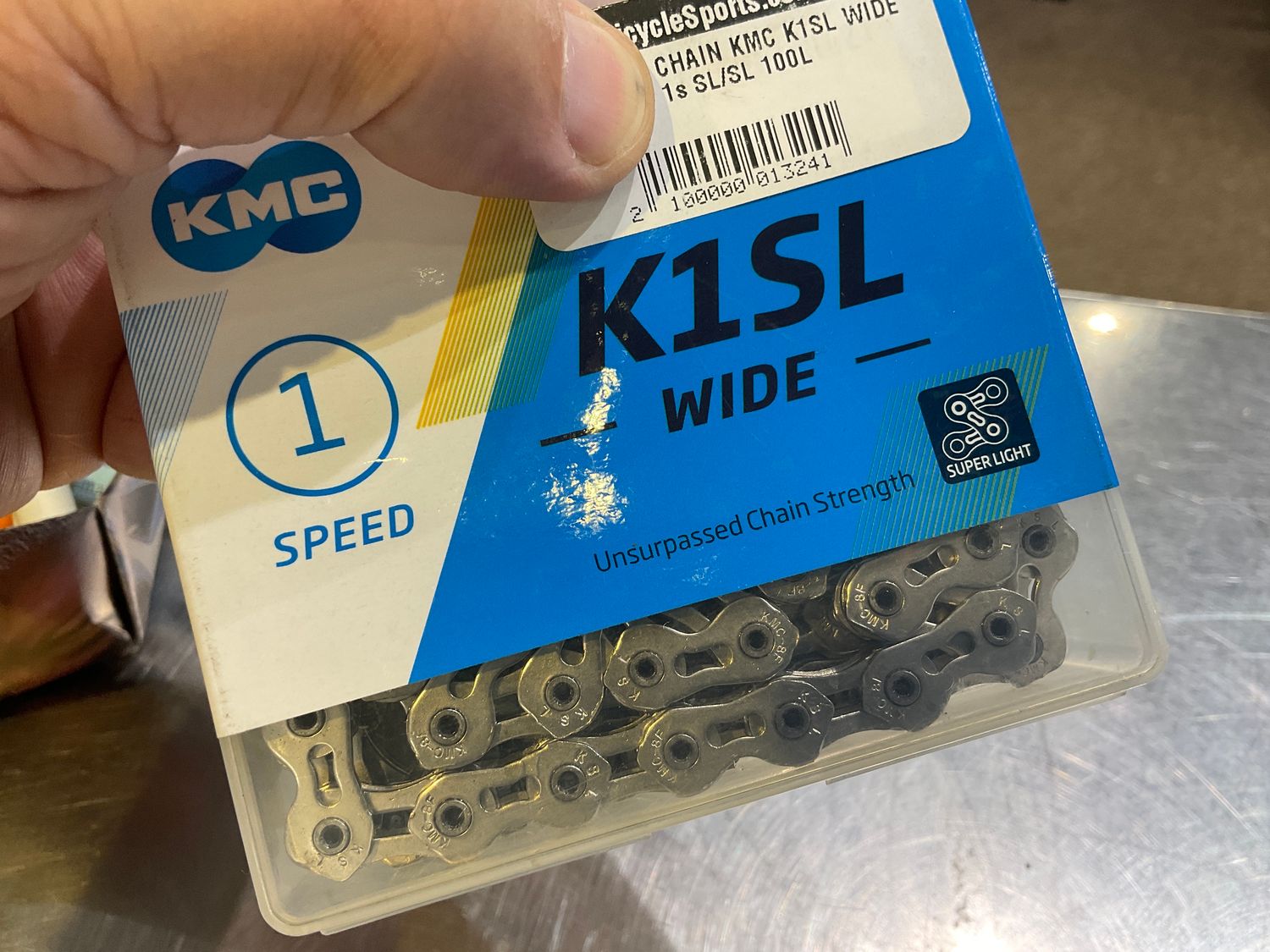 KMC K1SL SuperLite Kool Narrow Chain - Single Speed 3/32 100 Links Silver