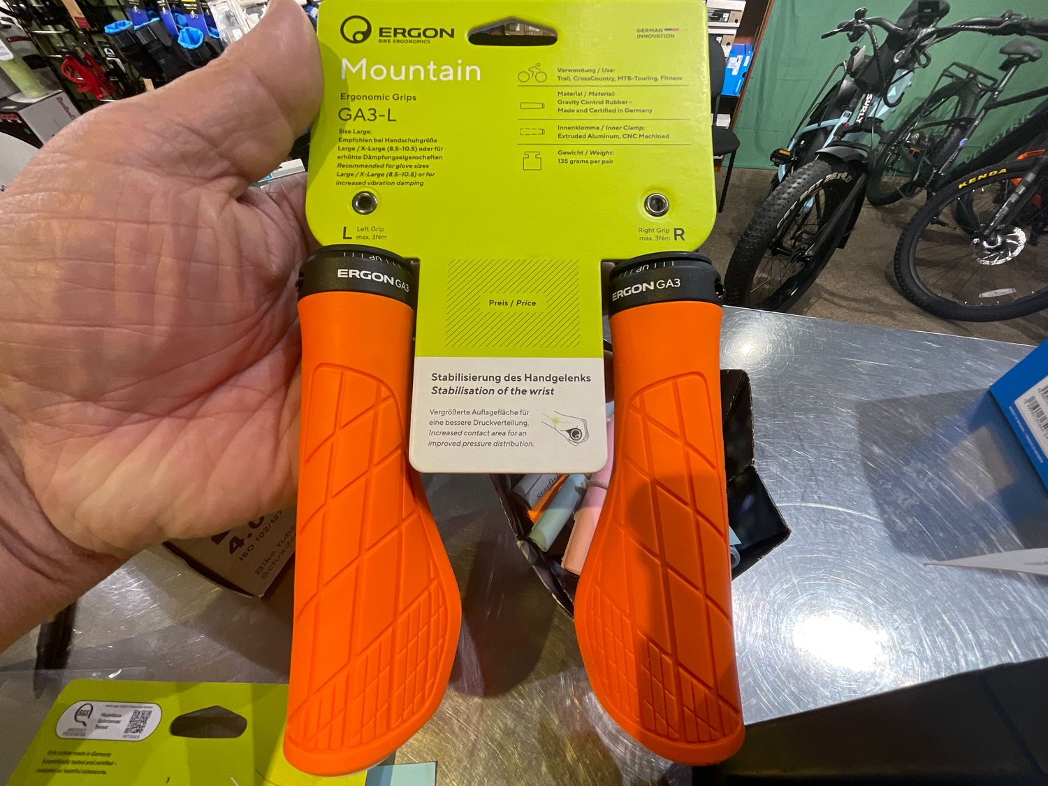 Ergon GA3 Grips - Juicy Orange, Lock-On, Large