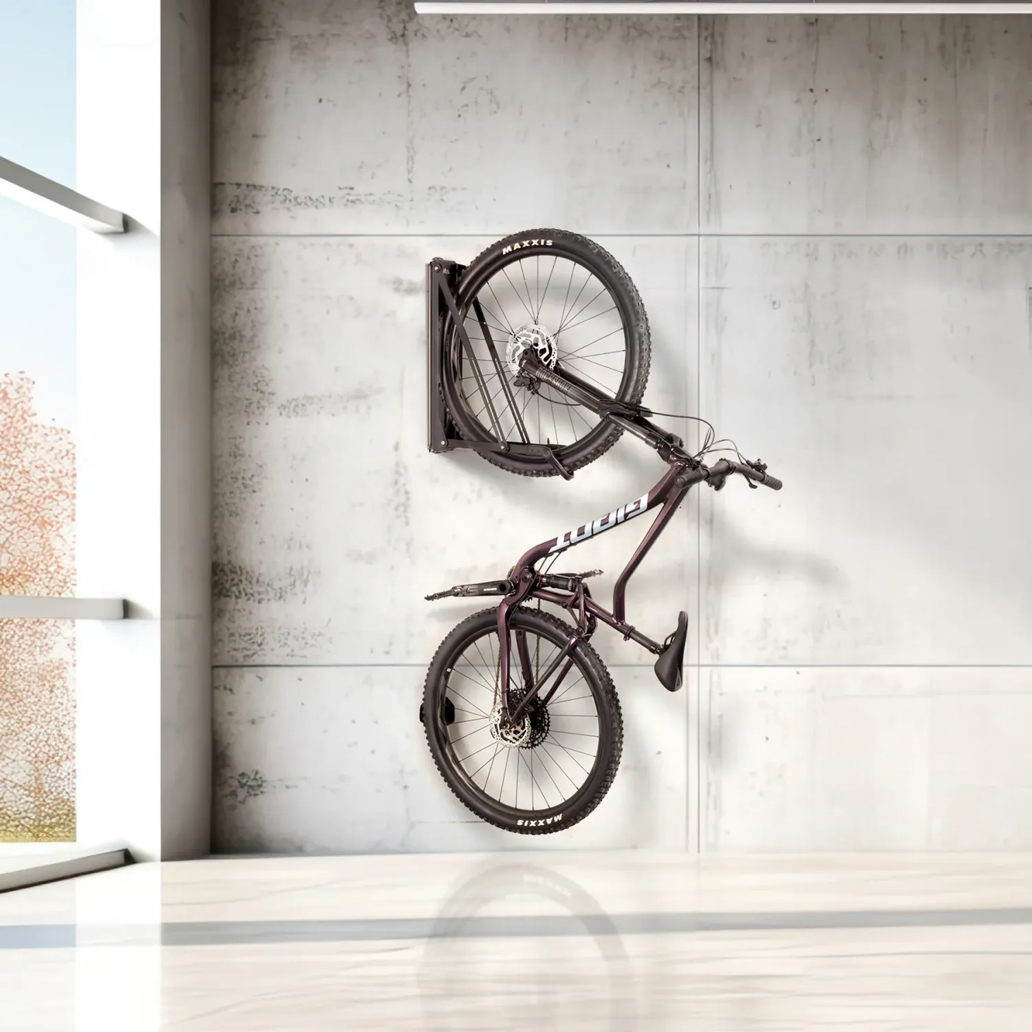 Delta Pivot Wall Mounted Bike Storage Rack - 1 Bike, Matte Black