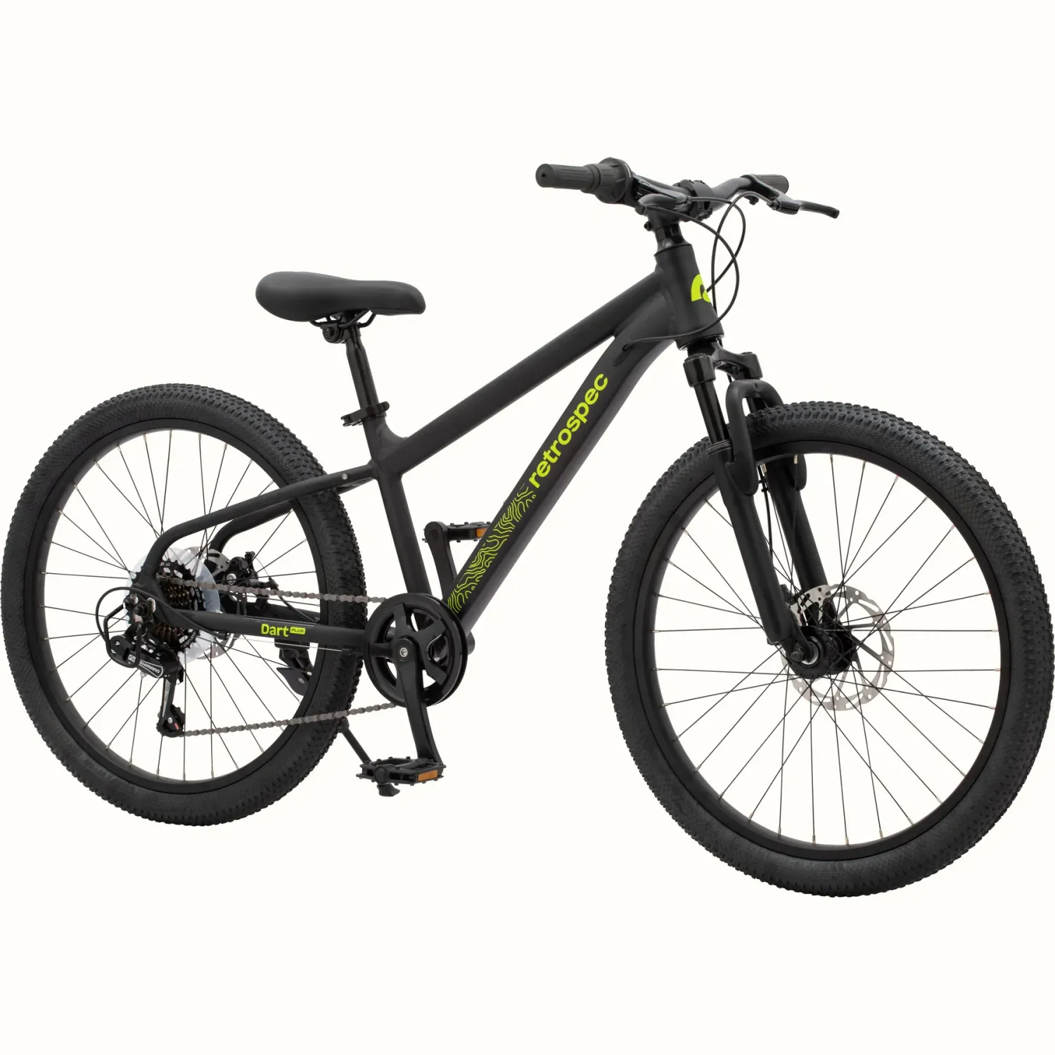 Dart Plus 24&quot; Kids&#39; Trail Bike - 7 Speed (8-11 yrs) Matte Black SHIFTER UPGRADE