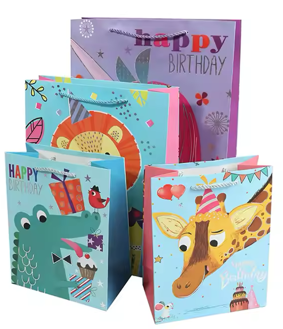 Gift Bag Happy Birthday, Giraffe, Unicorn, Alligator, Unicorn, Lion