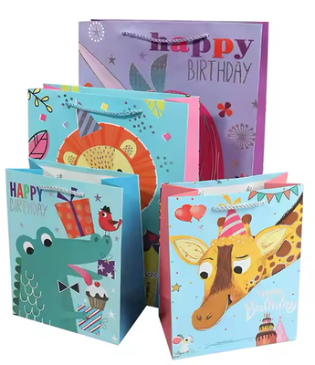 Gift Bag Happy Birthday, Giraffe, Unicorn, Alligator, Unicorn, Lion