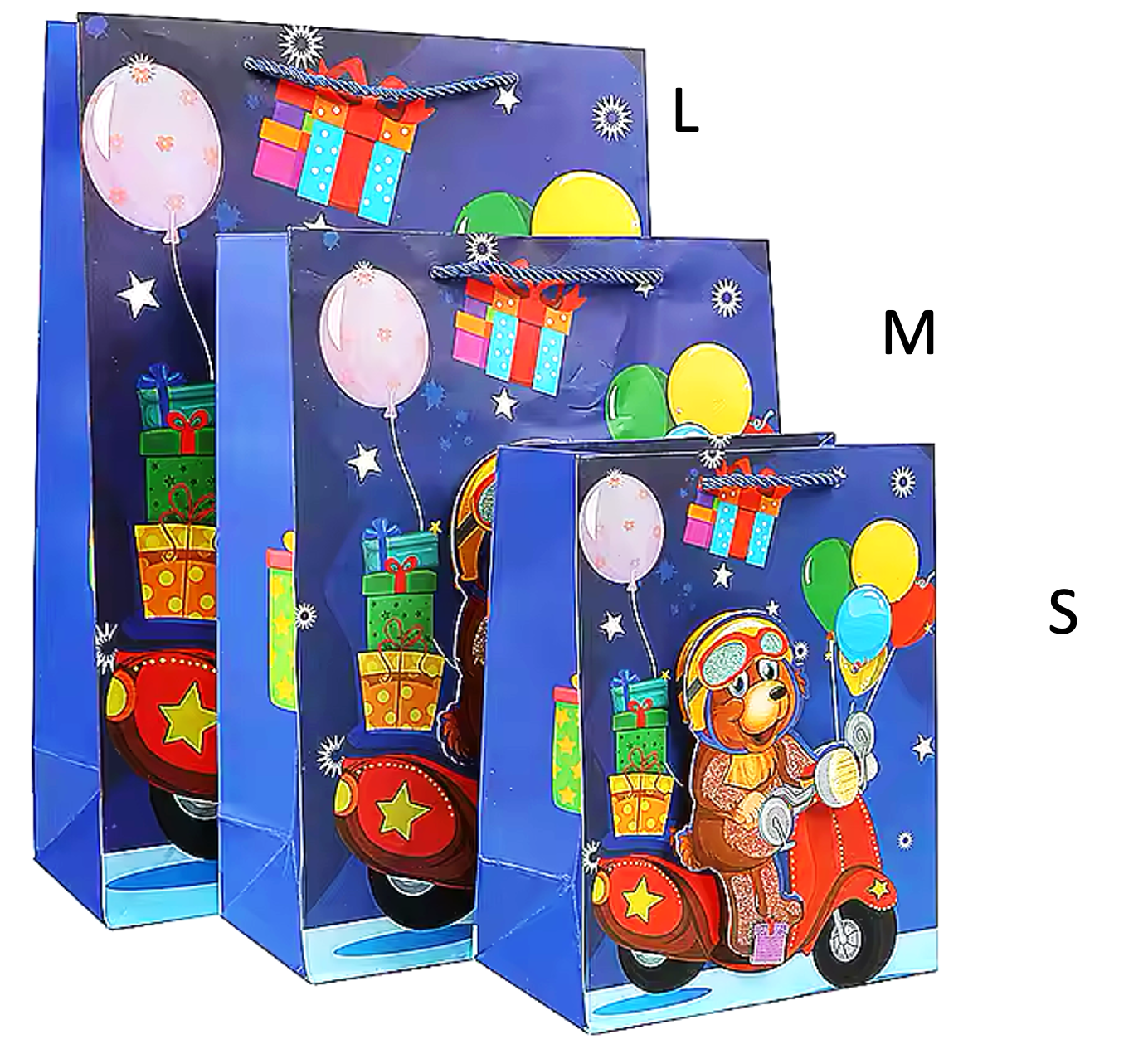 3D Boys Gift Bag any celebration, Baby Shower, Happy Birthday, Glitter, Color: Navy, Size: Large