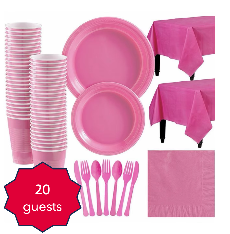 20 People Party Dinnerware Table Fuchsia