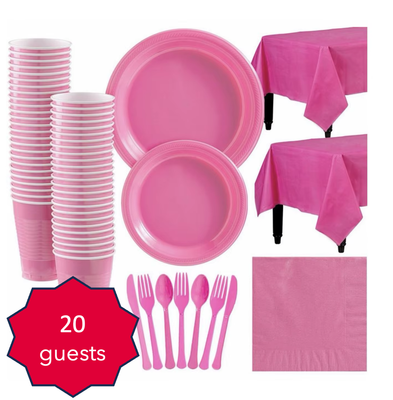 20 People Party Dinnerware Table Fuchsia
