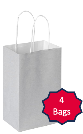 Gray Paper Gift Bags - 4 bags/ Pack