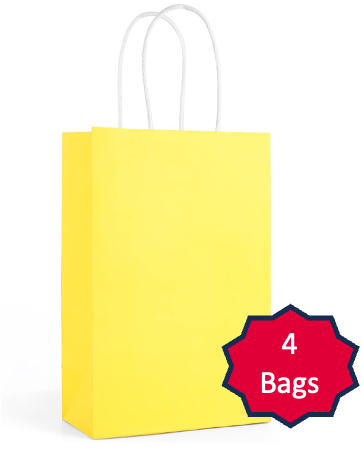 Yellow Paper Gift Bags - 4 bags/ Pack