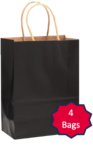 Black Paper Gift Bags - 4 bags/ Pack