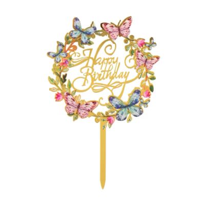 Acrylic  Cake Topper Happy Birthday Butterflies