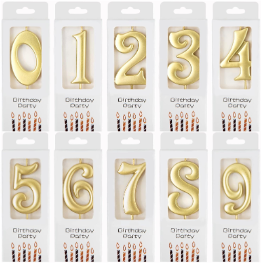 Gold Number Birthday Candle