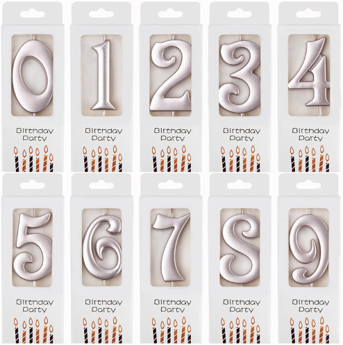 Silver Number Birthday Candle