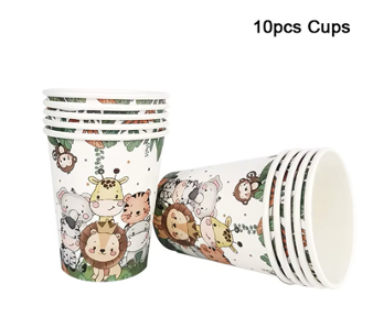 Jungle Animal Paper Cups 9 oz, 10 pcs