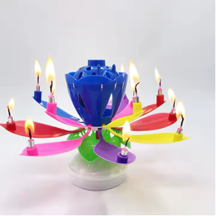 Candle Lotus Flower Rotating Happy Birthday Musical