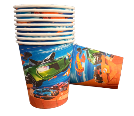 Hot Wheels Paper Cups 9 oz, 10 pcs