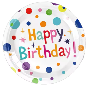 Happy Birthday Paper Plates 9 in, 10 pcs