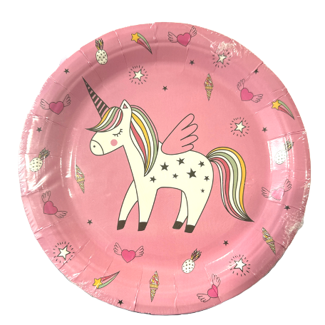 Rainbow Unicorn Paper Plates 7in, 12 pcs
