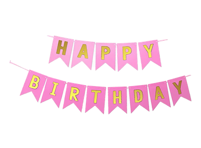Pink Happy Birthday Banner