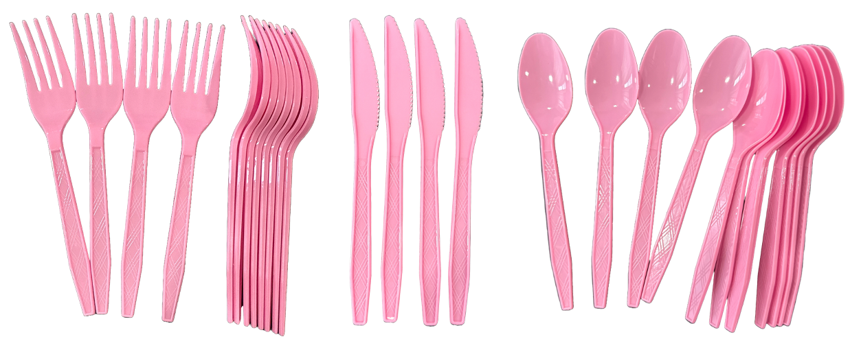 Pink Plastic Utensils 16 cts