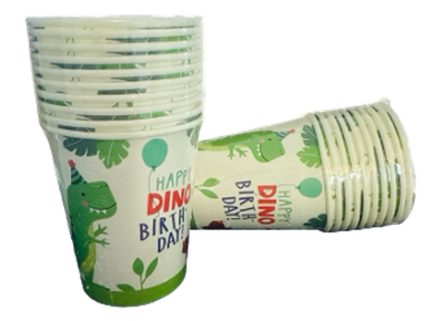 Happy Dino Birthday Paper Cups 9oz, 10 pcs