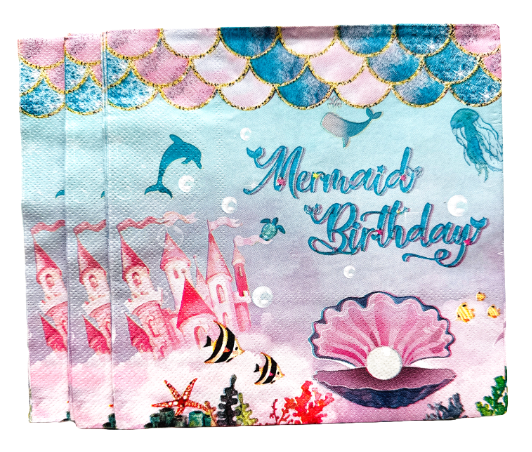 Mermaid and a Shell Napkins 6in, 20 pcs