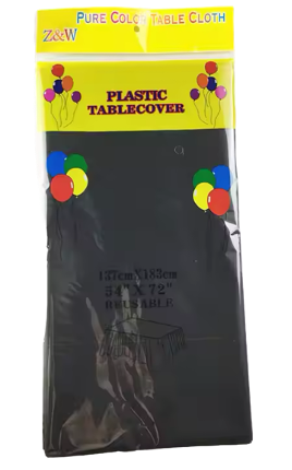 Plastic Disposable Tablecloth 54" x 108", Color: Black