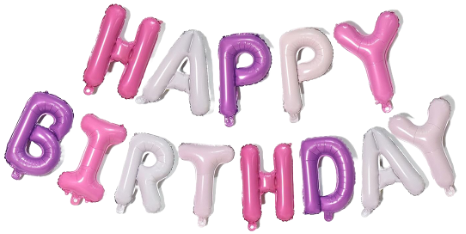 Happy Birthday Foil Balloons - Purple &amp; Pink