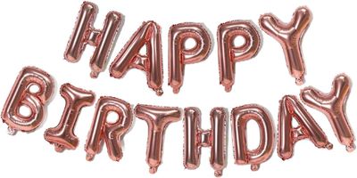 Happy Birthday Foil Balloons - Rose Gold