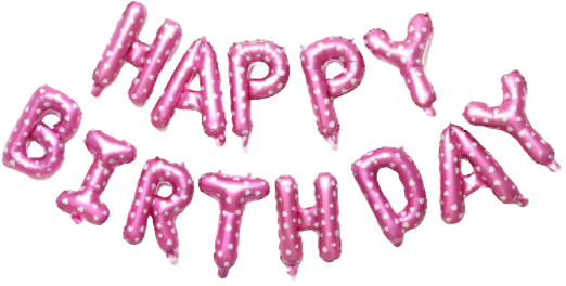 Happy Birthday Foil Balloons - Fuchsia Heart