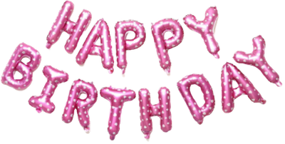Happy Birthday Foil Balloons - Fuchsia Heart