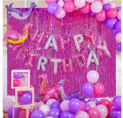 Pink Dino Balloons Garland