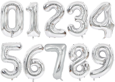 Silver Foil Number Balloon 32&quot; Helium Filled