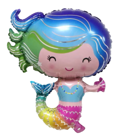 Mermaid Girl Foil Balloon Helium Filled, 28&quot;