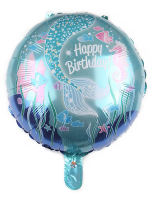 Mermaid Happy Birthday Foil Balloon Helium Filled, 18&quot;