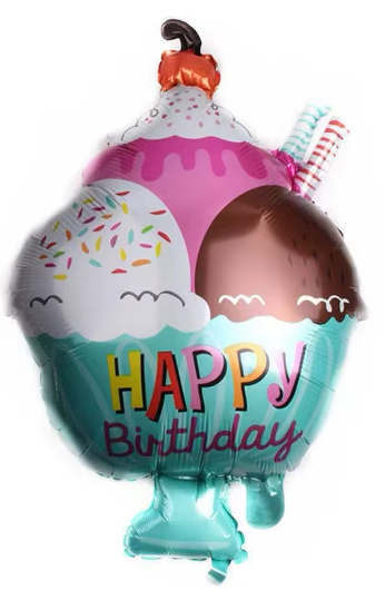 Sunday Ice Cream Foil Balloon Helium Filled, 29&quot;