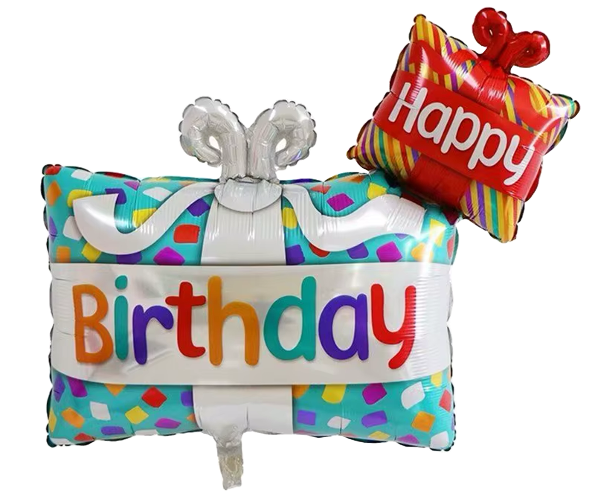 Present Birthday Foil Balloon Helium Filled, 35&quot;