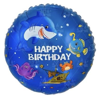 Shark Happy Birthday Foil Balloon Helium Filled, 18&quot;