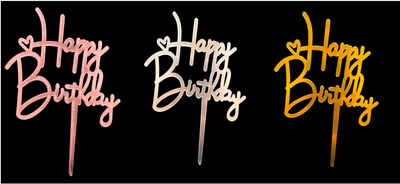 Acrylic Cake Topper Happy Birthday Heart