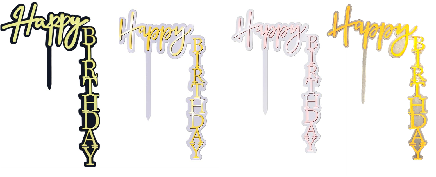 Acrylic Cake Topper Happy Birthday, Right Angle