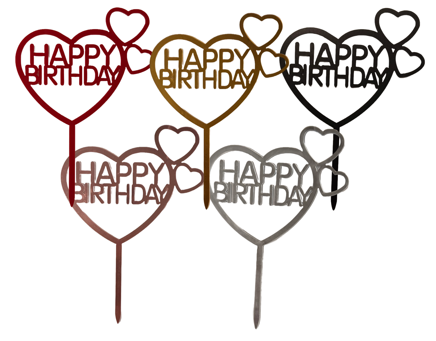 Happy Birthday Heart  Acrylic Cake Topper
