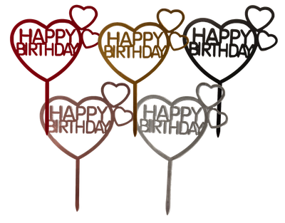 Happy Birthday Heart  Acrylic Cake Topper