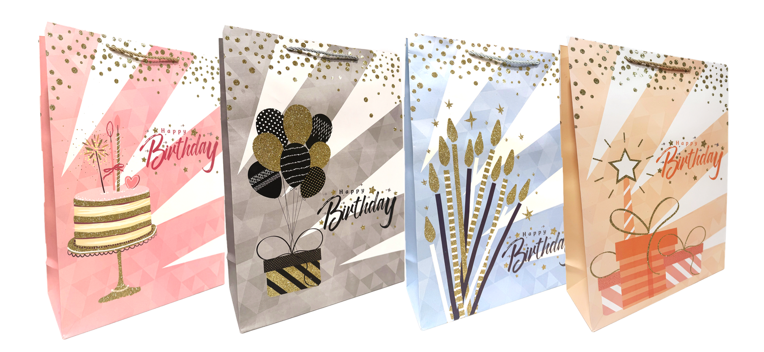 Happy Birthday Glitter Gift Bags