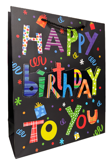 3D Gift BagS Happy Birthday , Glitter details, Item: Happy Birthday, Size: Small
