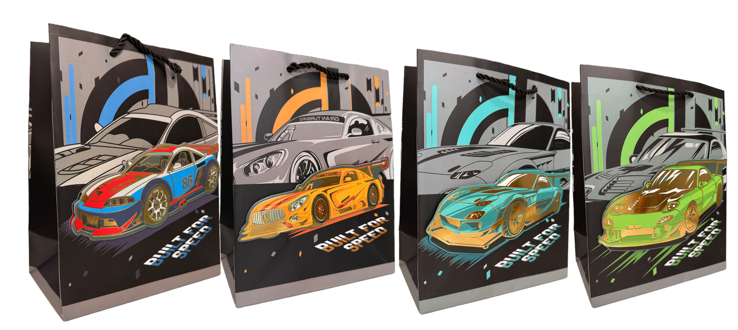 3D Gift Bag any Celebration Boys/Men, Race Car, Birthday, Happy Fathers day