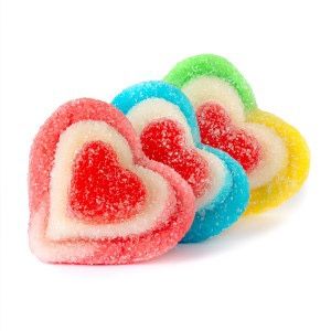 RAINBOW TRIPLE LAYER HEARTS 1/4 lb