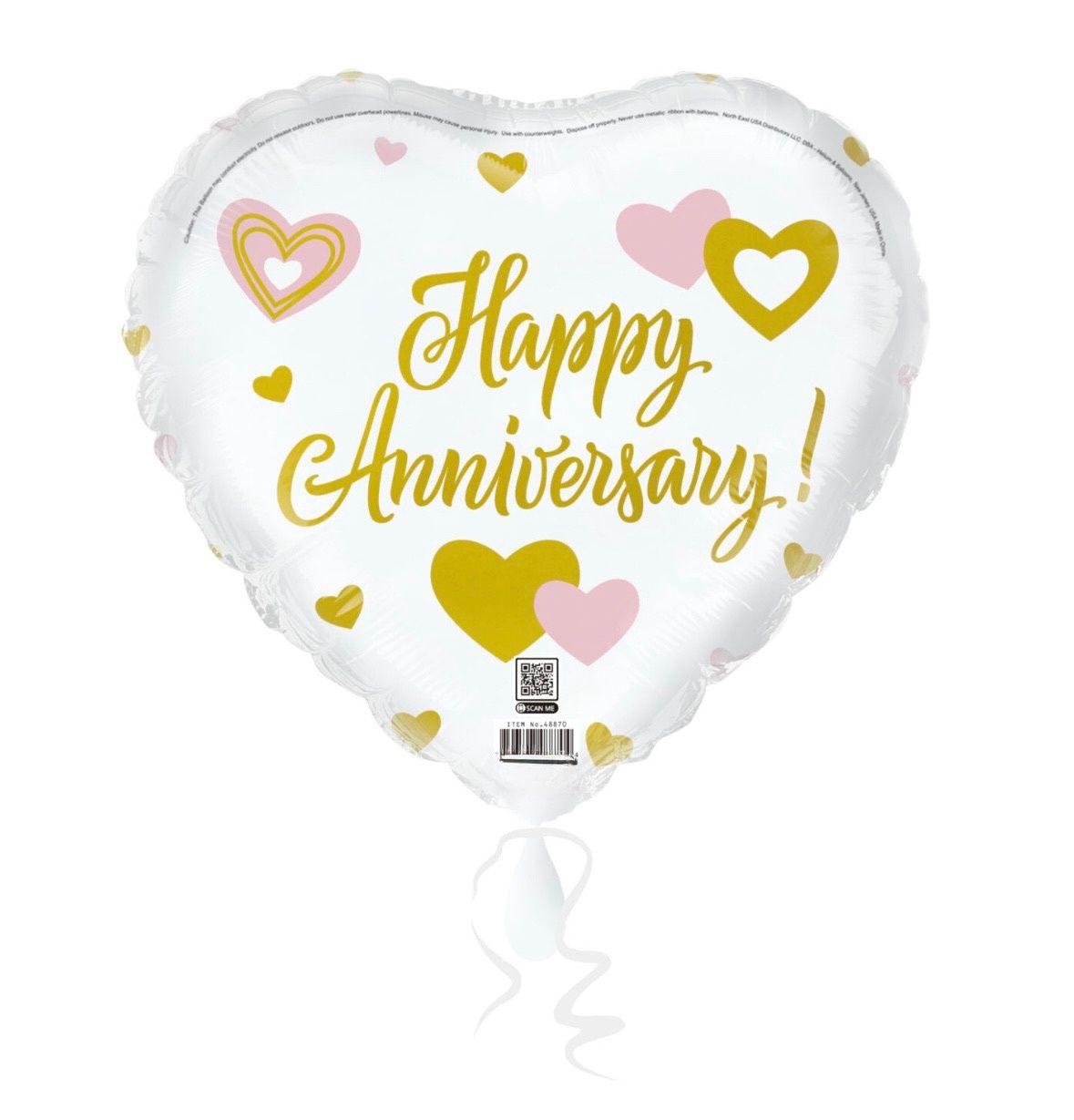 Happy Anniversary Foil Balloon Helium Filled, 18"