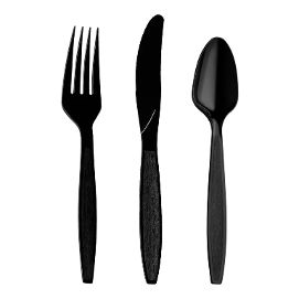 Black Plastic Utensils 10 cts